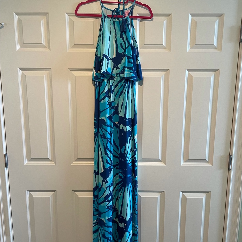 Lily Pulitzer maxi dress blue turquoise size XS